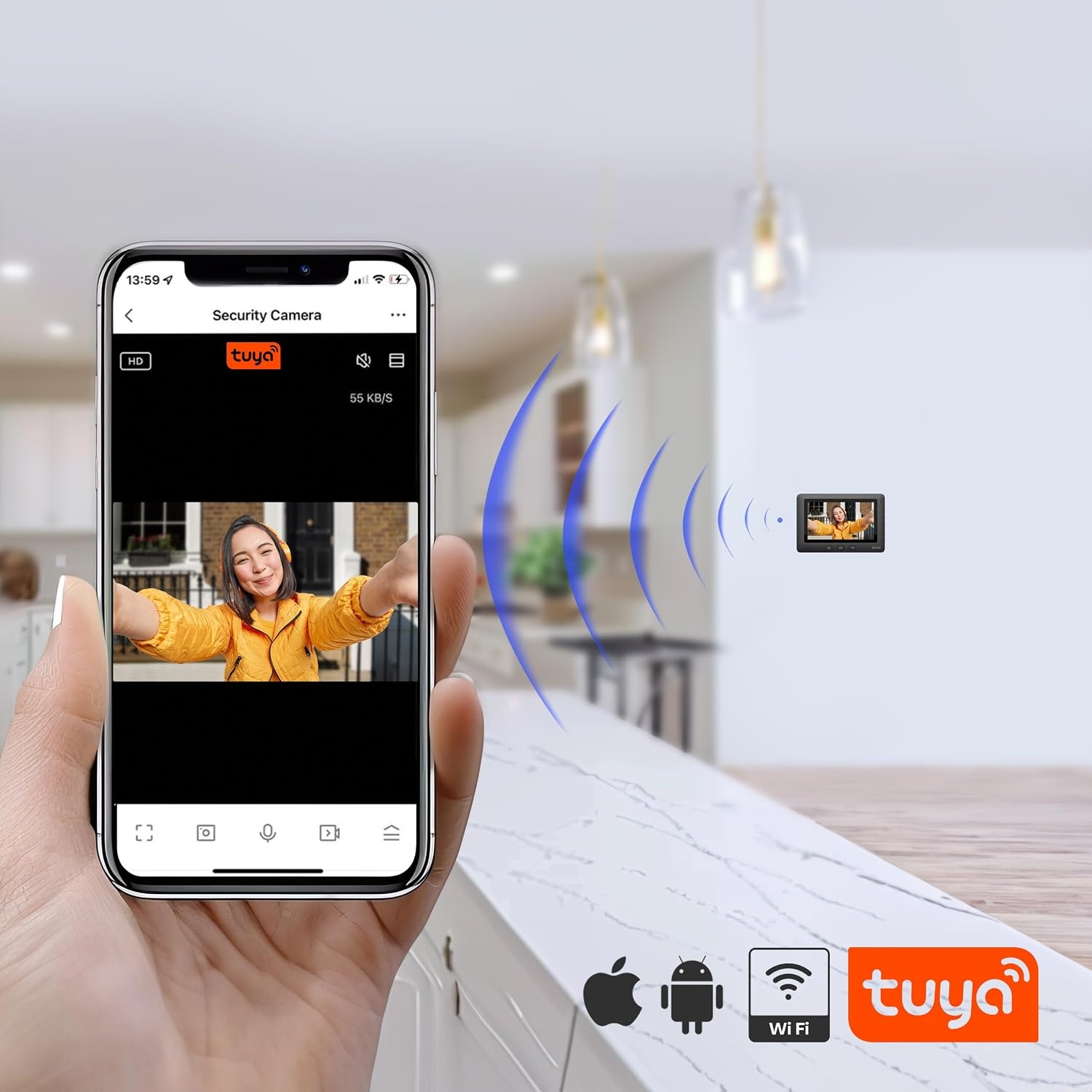 Video Deurintercom Systeem met 7" Kleurenmonitor & WiFi - Zwart - 35% Korting