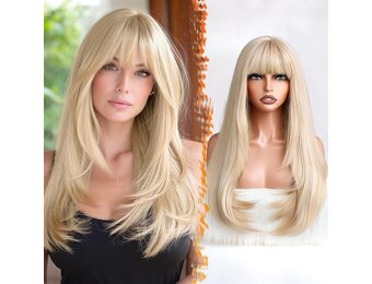 Pruik Vrouwen Lang Recht Blond met Franje 61cm Synthetisch Haar - 62% Korting!