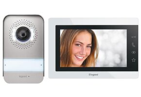 LEGRAND, EASYKIT Essential 367915 Video-deurintercomset met 2-draads aansluiting, 7 inch kleurenmonitor en groothoekcamera, 1/2-gezinswoning, uitbreidbaar, serieinbouwvoeding, IP54-IK07, wit