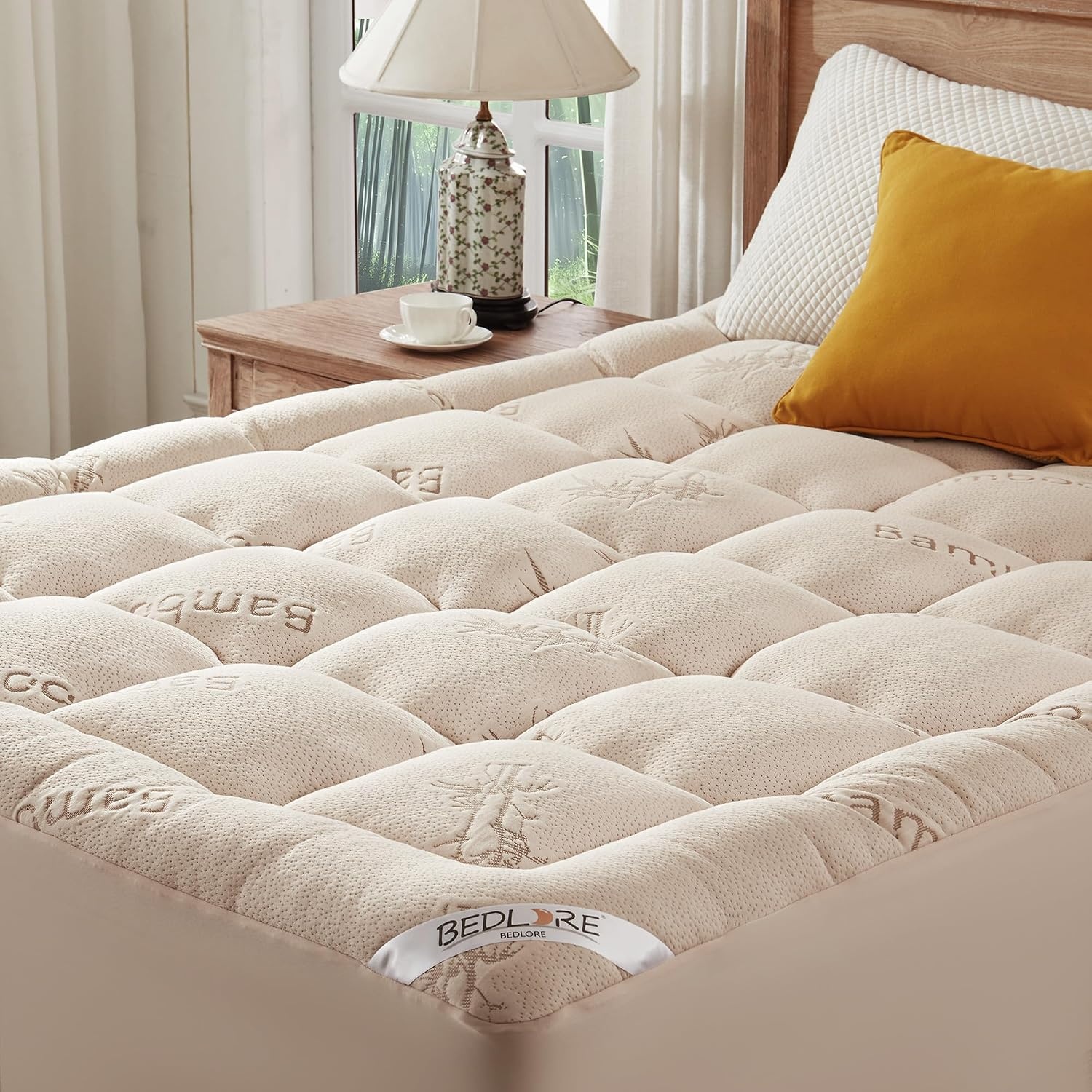 BEDLORE Matrastopper Bamboe/Polyester 160x200 cm Beige - 34% Korting