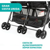 Chicco - Ohlala Twin Dubbele Buggy - Opvouwbare Duo-Kinderwagen - Ultralicht En Compact - Uitschuifbare Kap - Vanaf Geboorte Tot 15 kg - Black Night