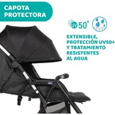 Chicco - Ohlala Twin Dubbele Buggy - Opvouwbare Duo-Kinderwagen - Ultralicht En Compact - Uitschuifbare Kap - Vanaf Geboorte Tot 15 kg - Black Night