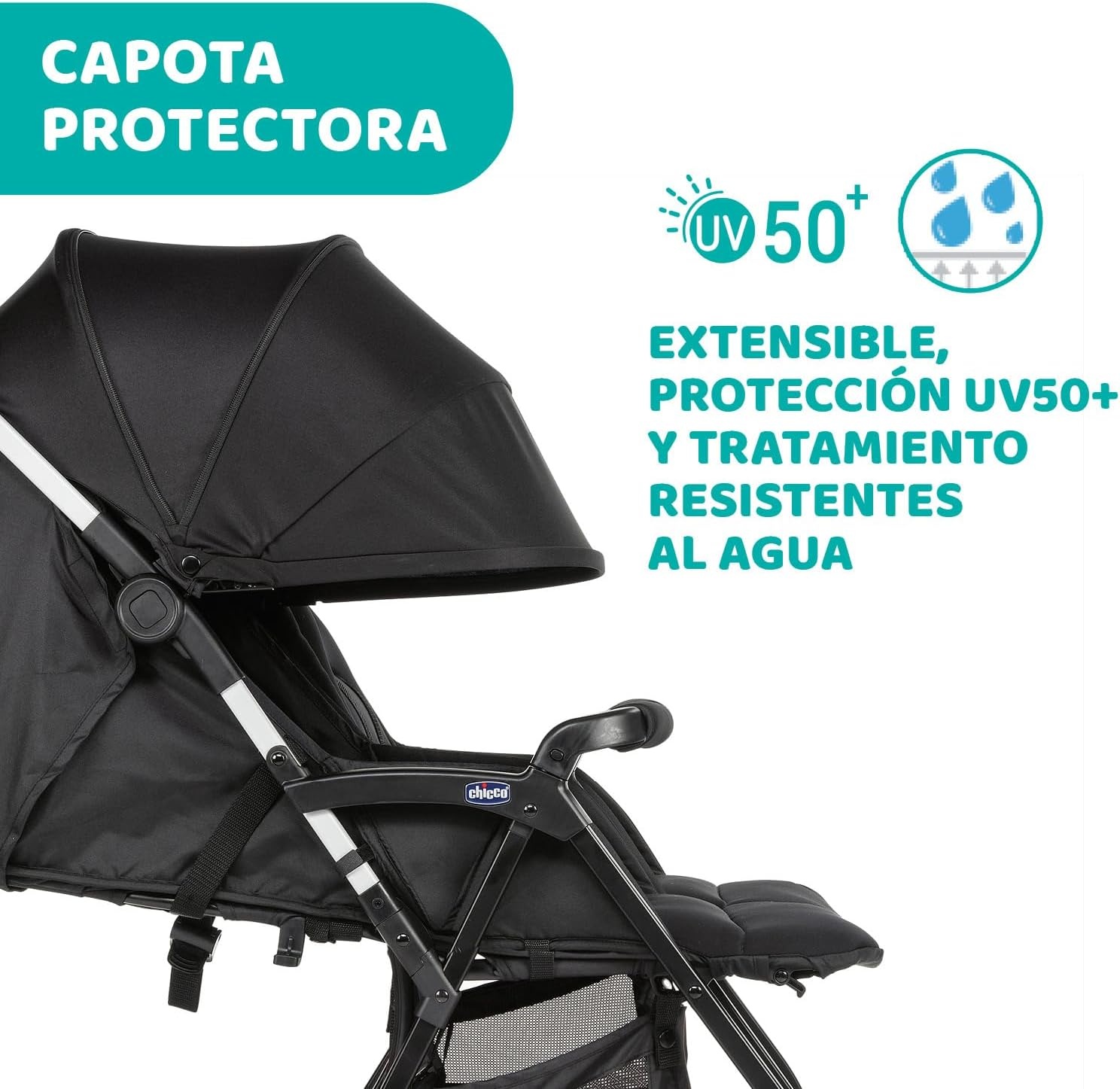 Chicco - Ohlala Twin Dubbele Buggy - Opvouwbare Duo-Kinderwagen - Ultralicht En Compact - Uitschuifbare Kap - Vanaf Geboorte Tot 15 kg - Black Night