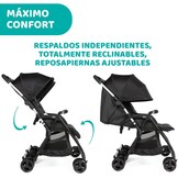 Chicco - Ohlala Twin Dubbele Buggy - Opvouwbare Duo-Kinderwagen - Ultralicht En Compact - Uitschuifbare Kap - Vanaf Geboorte Tot 15 kg - Black Night