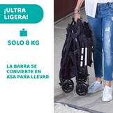 Chicco - Ohlala Twin Dubbele Buggy - Opvouwbare Duo-Kinderwagen - Ultralicht En Compact - Uitschuifbare Kap - Vanaf Geboorte Tot 15 kg - Black Night