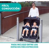 Chicco - Ohlala Twin Dubbele Buggy - Opvouwbare Duo-Kinderwagen - Ultralicht En Compact - Uitschuifbare Kap - Vanaf Geboorte Tot 15 kg - Black Night