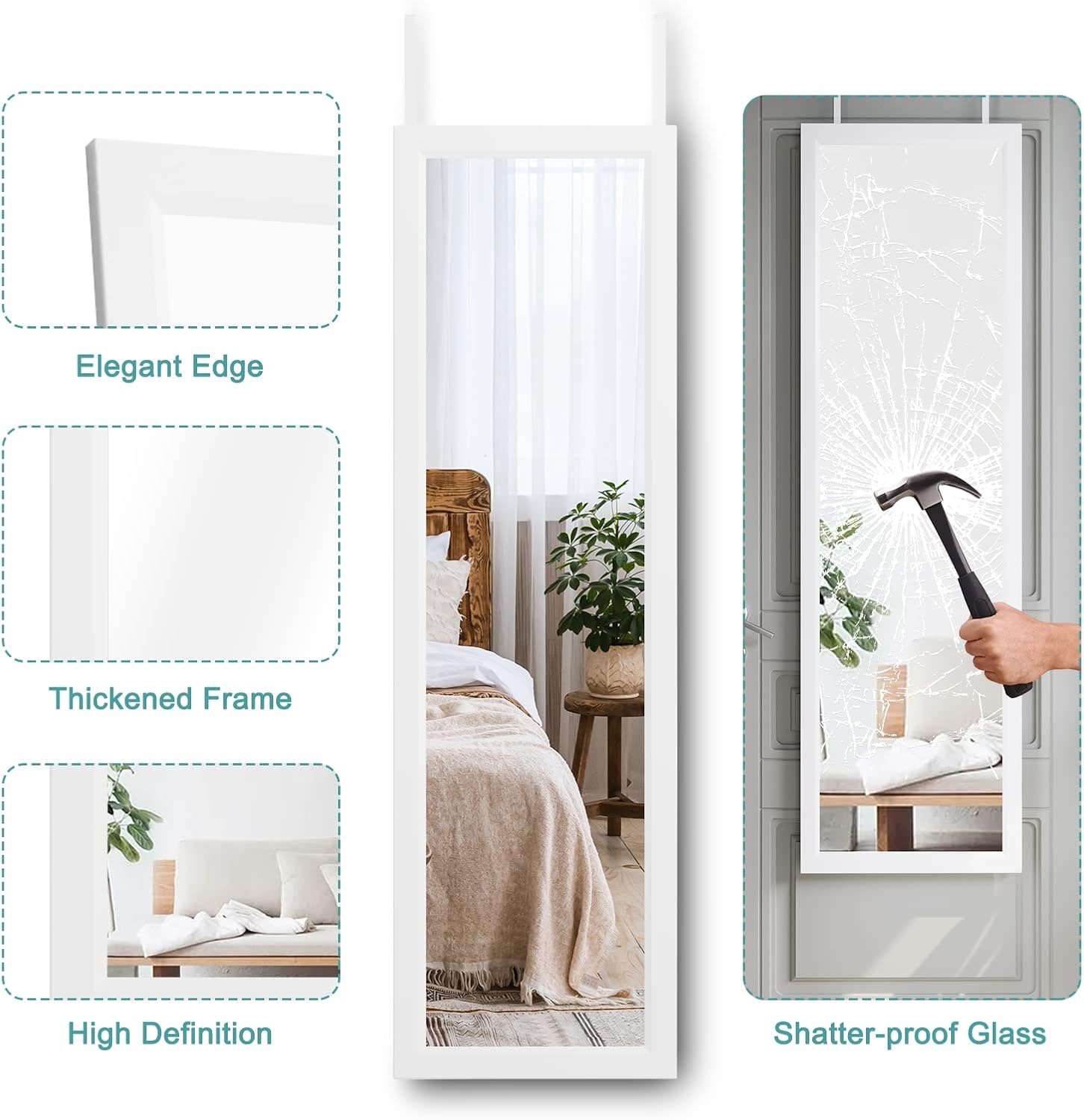 Dripex Wandspiegel met Ophangsysteem - 33 x 119 cm - Wit