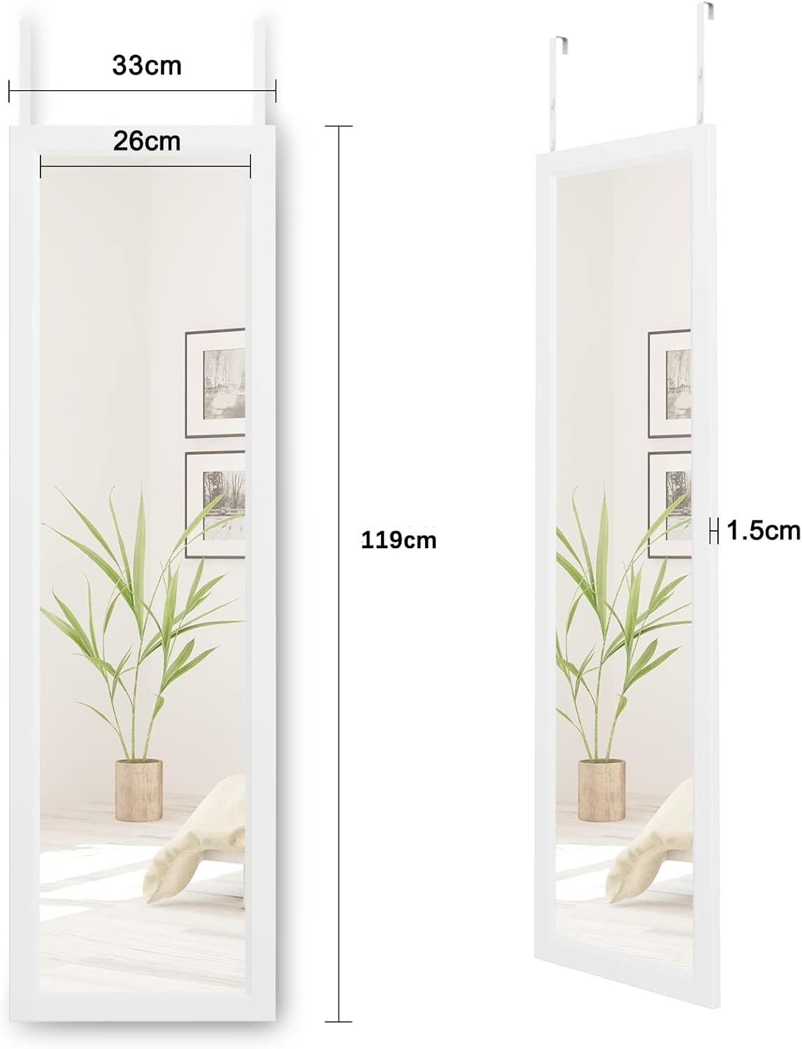 Dripex Wandspiegel met Ophangsysteem - 33 x 119 cm - Wit