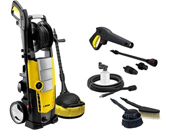 Lavor Galaxy 160 Hogedrukreiniger, 2500 watt, 160 bar max. 510 l/u, vaste borstel, roterende borstel, wasmachine, slang AP 8 meter, pistool, lans met Variojet- en turbo-mondstuk, geel/zwart
