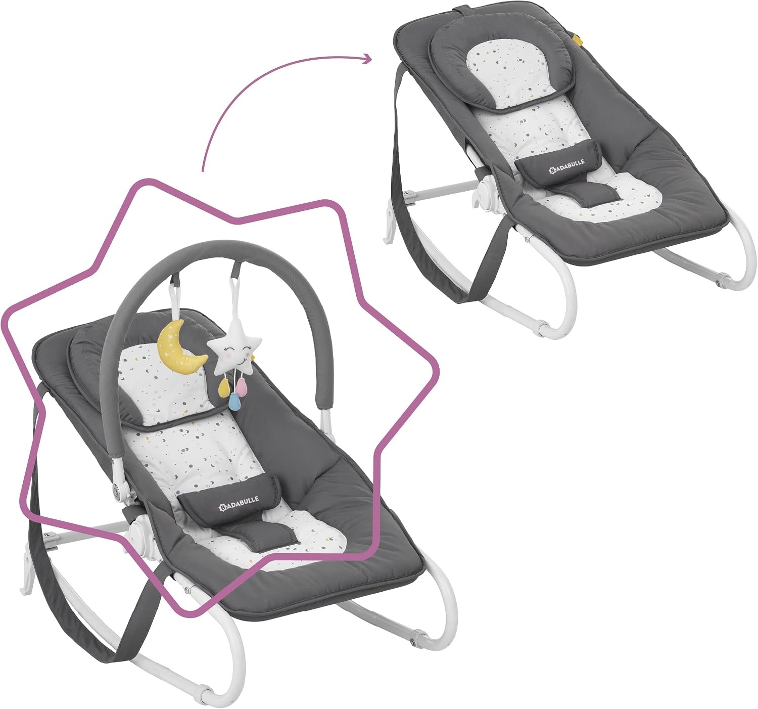 Badabulle Easy Baby Wipstoeltje 76 x 39 x 67 cm - Grijs