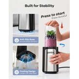 Ganiza Mixer, 900 W mini smoothiemaker, blender met 3 draagbare mixbekers (2 x 500 ml & 1 x 700 ml), vierlemmetmes van roestvrij staal, BPA-vrij, gemakkelijk te reinigen, blender elektrisch voor shake