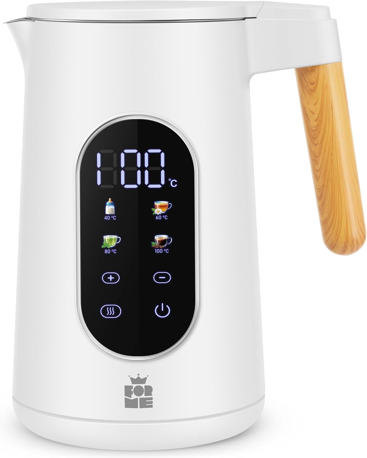 ForMe Waterkoker 1,7 liter - Wit - Instelbare temperatuur 40-100°C - Digitaal display