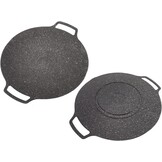 Koreaanse grillpan, ronde grillpan met antiaanbaklaag voor Koreaanse barbecue, ronde grillplaat met handvat, multifunctionele kookplaat (universeel model 36 cm) - Maat Universal Model 36cm