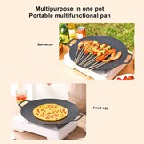 Koreaanse grillpan, ronde grillpan met antiaanbaklaag voor Koreaanse barbecue, ronde grillplaat met handvat, multifunctionele kookplaat (universeel model 36 cm) - Maat Universal Model 36cm