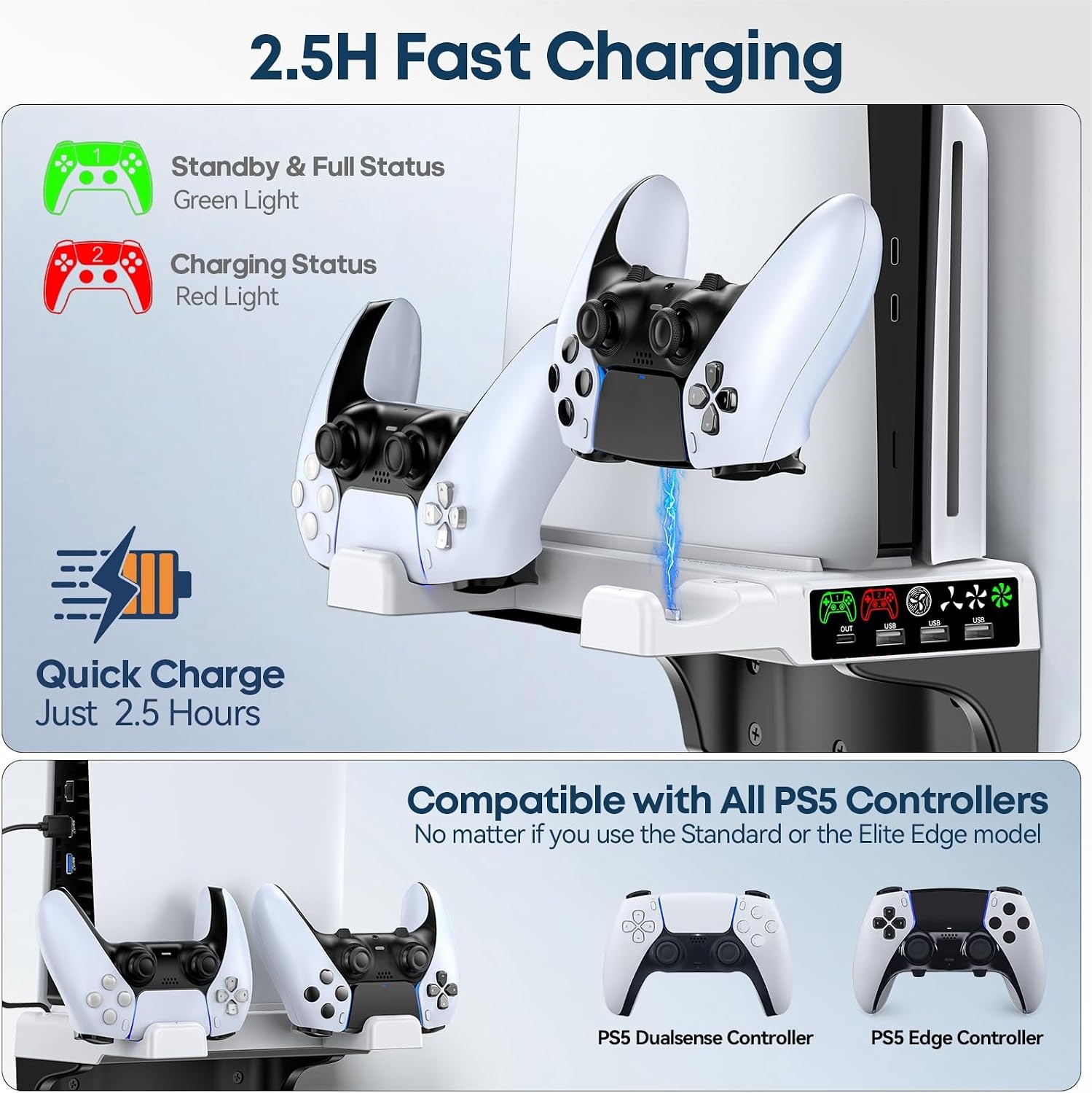 PS5 Wandmontagekit met koelventilator en laadstation, PS5-plank zwevende houder voor PlayStation 5/Slim/Pro Slim Disc & Digitale console, PS 5 muurbeugel achter tv, PS Five Pro-accessoires