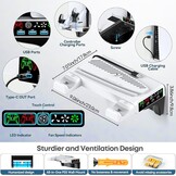 PS5 Wandmontagekit met koelventilator en laadstation, PS5-plank zwevende houder voor PlayStation 5/Slim/Pro Slim Disc & Digitale console, PS 5 muurbeugel achter tv, PS Five Pro-accessoires