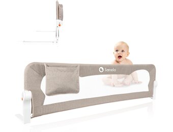 LIONELO Eva Bedhekje 150 x 42 cm – Veilig Bedhek met StandSafe Blokkade, Secure Belt Riemen – 180° Opvouwbaar – Duurzaam Aluminium Frame – Voor Baby, Peuters en Kinderen – Gemakkelijk te Monteren
