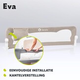 LIONELO Eva Bedhekje 150 x 42 cm – Veilig Bedhek met StandSafe Blokkade, Secure Belt Riemen – 180° Opvouwbaar – Duurzaam Aluminium Frame – Voor Baby, Peuters en Kinderen – Gemakkelijk te Monteren