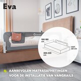 LIONELO Eva Bedhekje 150 x 42 cm – Veilig Bedhek met StandSafe Blokkade, Secure Belt Riemen – 180° Opvouwbaar – Duurzaam Aluminium Frame – Voor Baby, Peuters en Kinderen – Gemakkelijk te Monteren