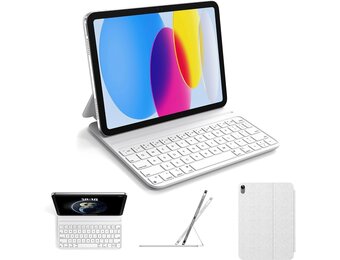 Toetsenbord hoes voor iPad 10e generatie (2022) 10,9 inch | Ultradun | Italiaanse lay-out | Magnetisch opladen | Bluetooth | Wit