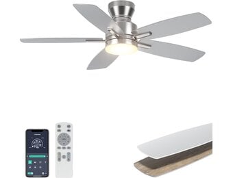 Ohniyou Plafondventilator met verlichting 42 inch - Zilver - Inclusief Afstandsbediening en App-bediening