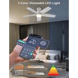 Ohniyou Plafondventilator met verlichting 42 inch - Zilver - Inclusief Afstandsbediening en App-bediening