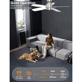 Ohniyou Plafondventilator met verlichting 42 inch - Zilver - Inclusief Afstandsbediening en App-bediening