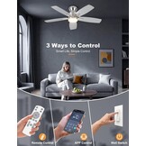 Ohniyou Plafondventilator met verlichting 42 inch - Zilver - Inclusief Afstandsbediening en App-bediening