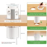 HANNELORE Inbouw stekkerdoos uitschuifbaar - 4 stopcontacten - USB-C 75W - Draadloos opladen - Wit