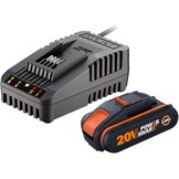 WORX WA3601 Accu met oplader set: 20V 2000mAh Li-Ion batterij & accu laadstation - Maat Batterie(s) + chargeur
