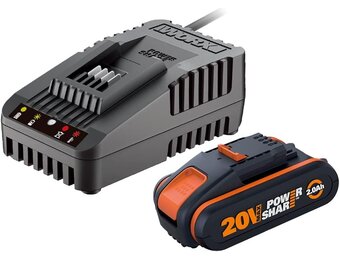 WORX WA3601 Accu met oplader set: 20V 2000mAh Li-Ion batterij & accu laadstation - Maat Batterie(s) + chargeur