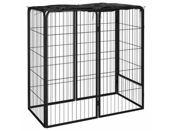 vidaXL Hondenkennel 6 panelen 50 x 100 cm gepoedercoat staal zwart