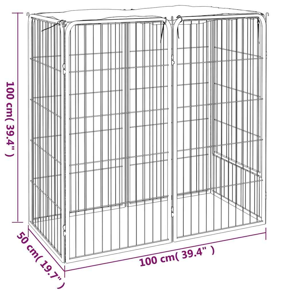 vidaXL Hondenkennel 6 panelen 50 x 100 cm gepoedercoat staal zwart