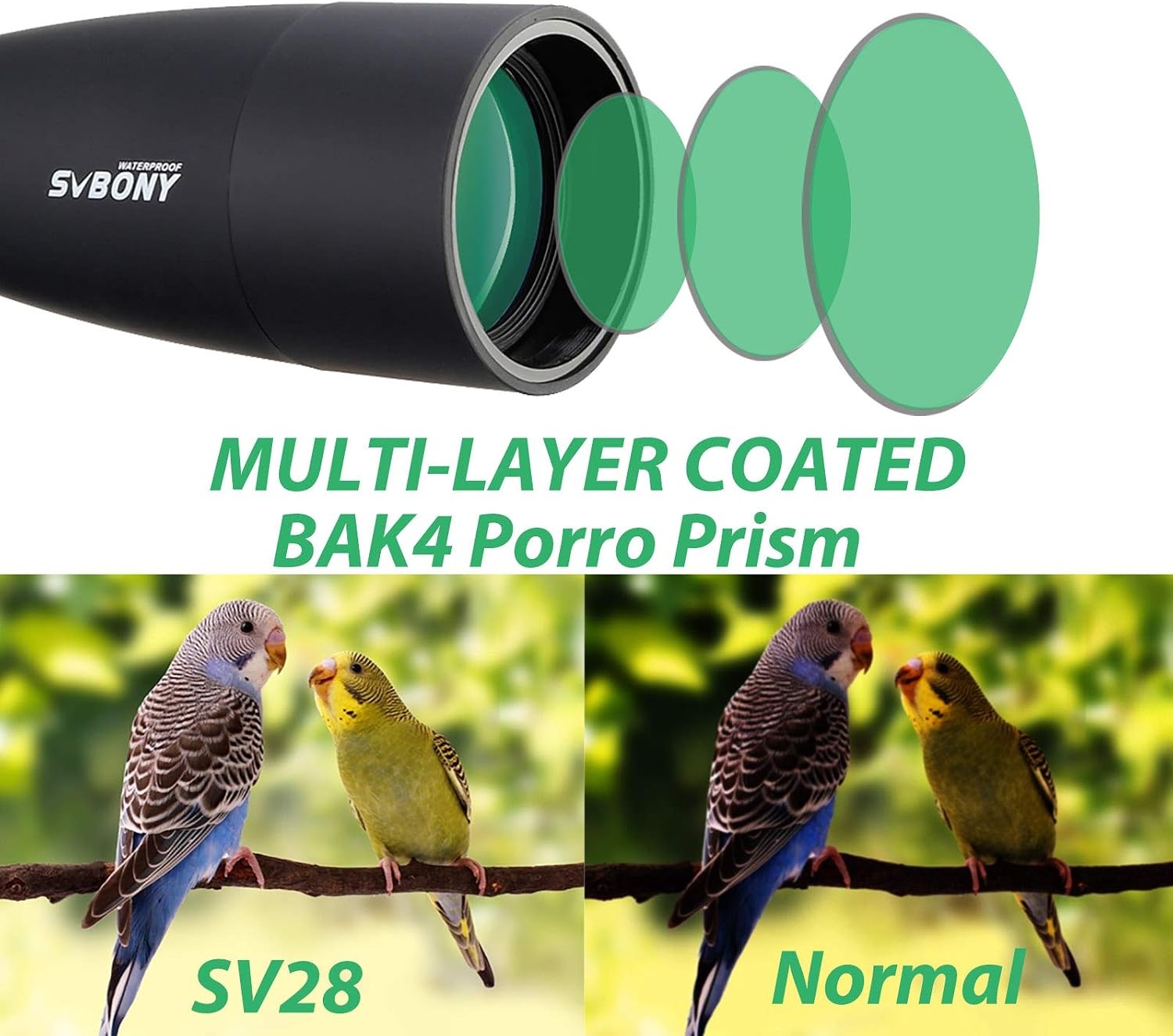 Svbony SV28 Spotting Scope 25-75x70, BAK4 Prism MC Optiek Monoculair met Statief Telefoon Adapter 45 Gebogen Oculair Spotting Scope voor het observeren van vogels (zwart)