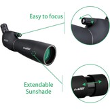 Svbony SV28 Spotting Scope 25-75x70, BAK4 Prism MC Optiek Monoculair met Statief Telefoon Adapter 45 Gebogen Oculair Spotting Scope voor het observeren van vogels (zwart)