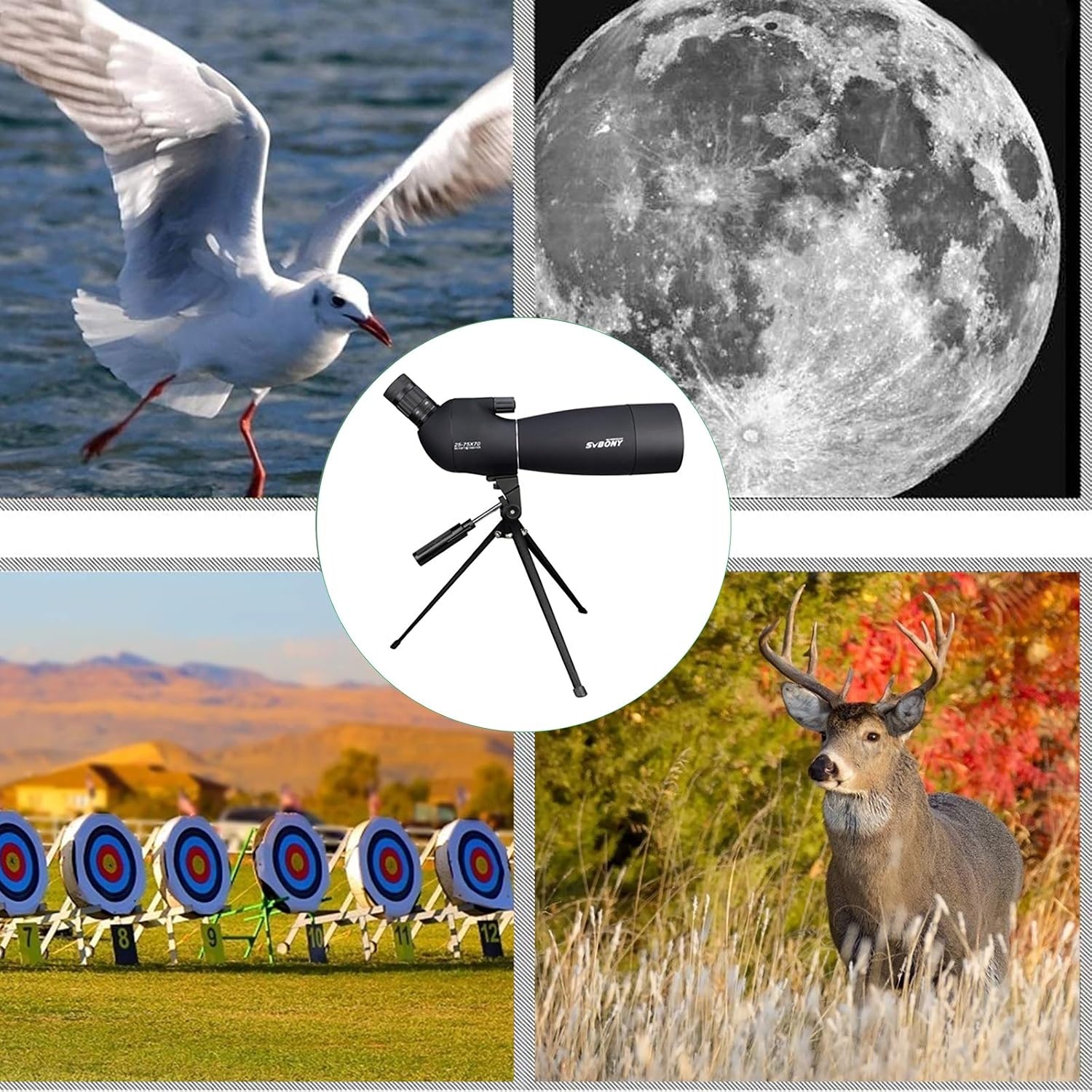 Svbony SV28 Spotting Scope 25-75x70, BAK4 Prism MC Optiek Monoculair met Statief Telefoon Adapter 45 Gebogen Oculair Spotting Scope voor het observeren van vogels (zwart)