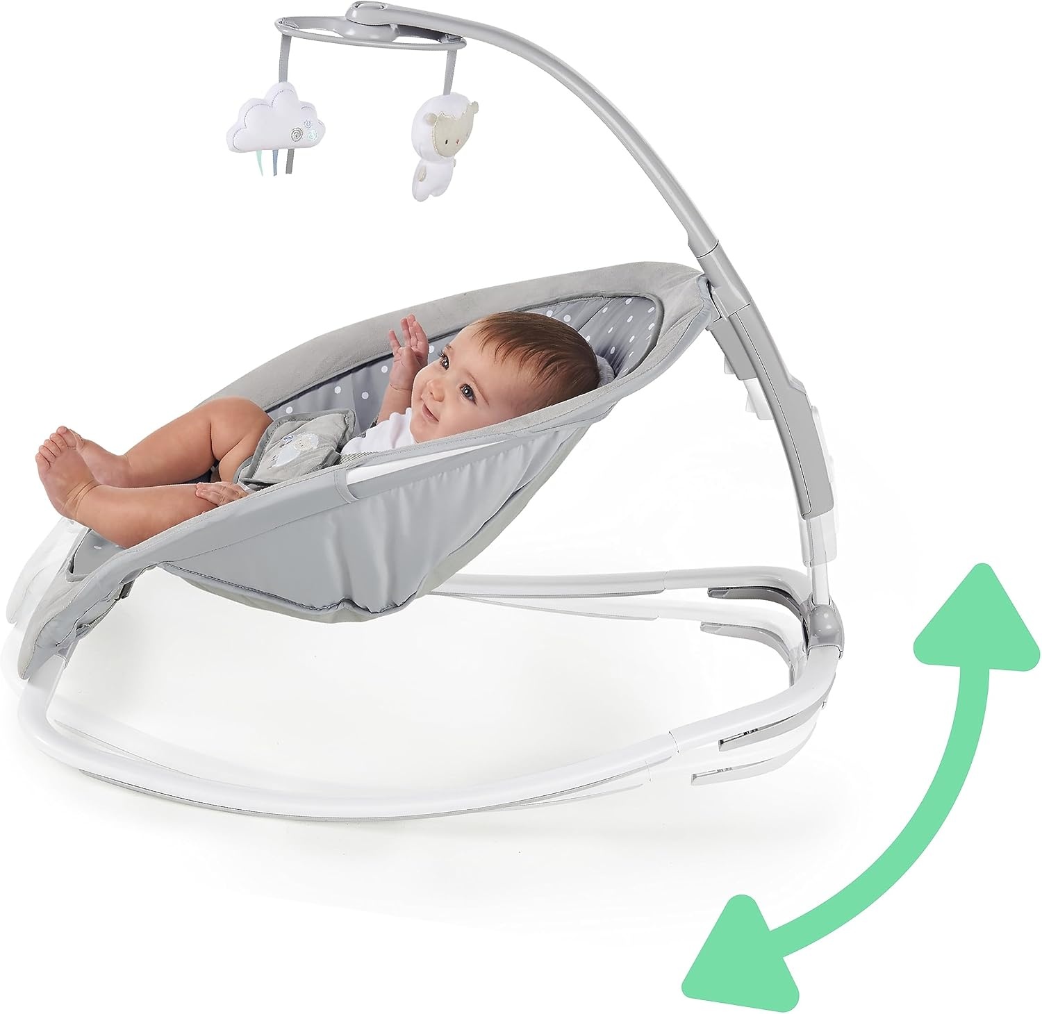Ingenuity 2-in-1 lichtgewicht schommelstoel van baby tot peuter en wipstoel – speelmat voor buikligging, trillingen en geluiden, 0–30 maanden tot 18,1 kg (Cuddle Lamb)