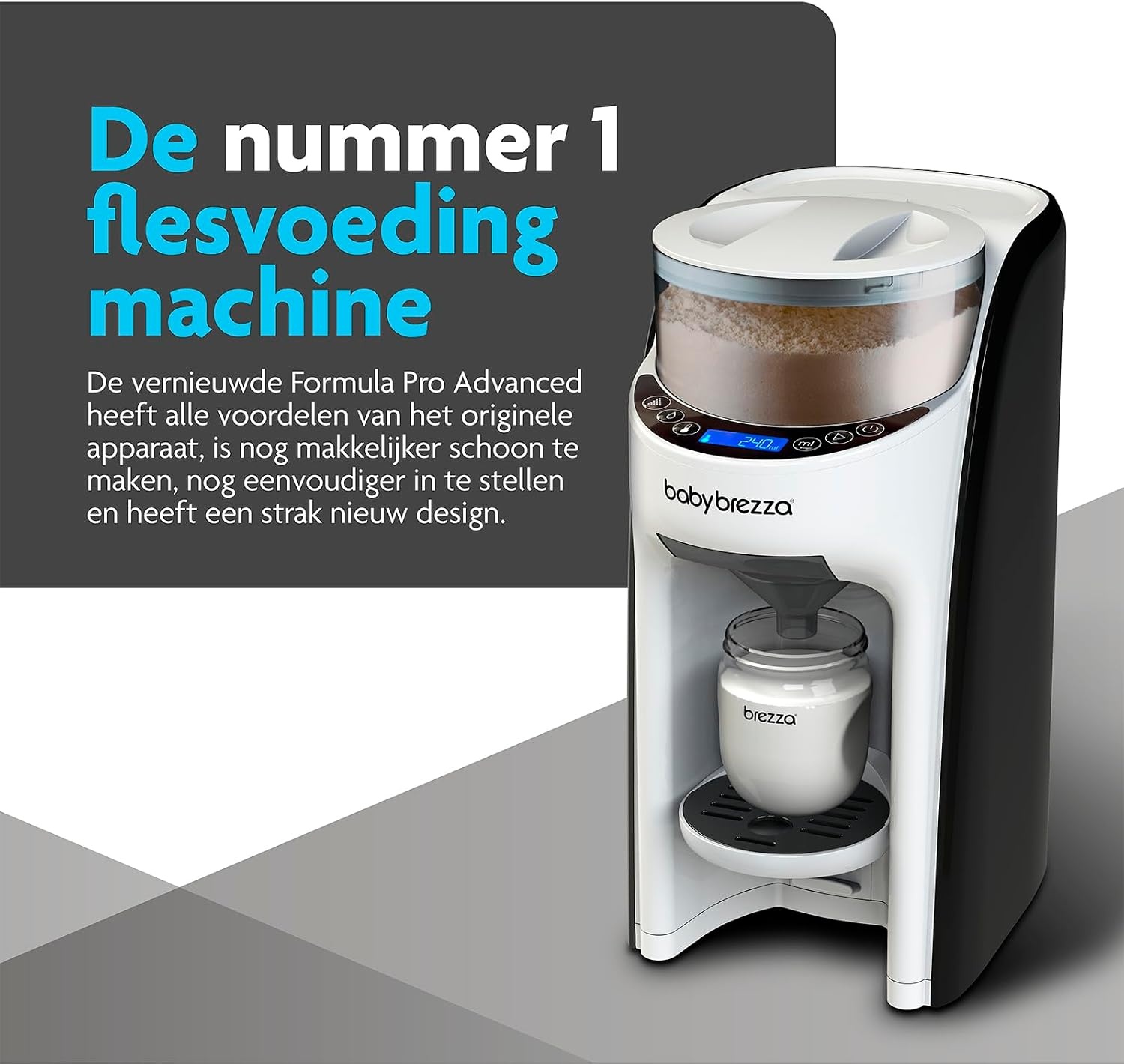 BabyBrezza FRP0046 Formula Pro Advanced Babyflesmaker, Gedoseerd En Mengt Heet Water En Melkpoeder Met Één Druk Op De Knop, Zwart, 1 Stuk