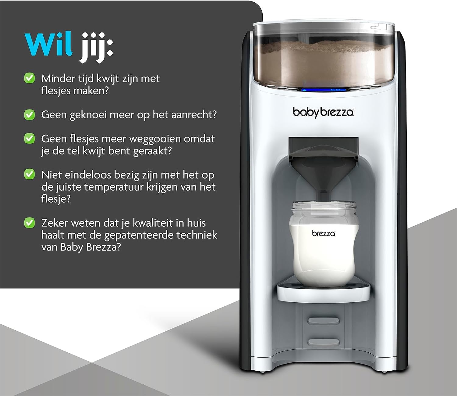 BabyBrezza FRP0046 Formula Pro Advanced Babyflesmaker, Gedoseerd En Mengt Heet Water En Melkpoeder Met Één Druk Op De Knop, Zwart, 1 Stuk