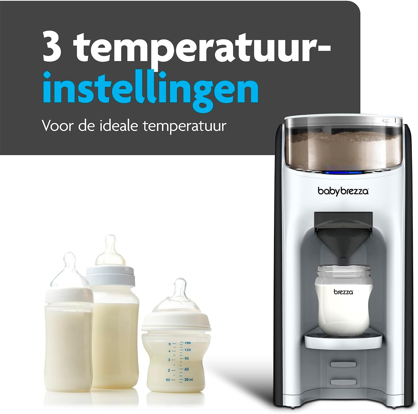 BabyBrezza FRP0046 Formula Pro Advanced Babyflesmaker, Gedoseerd En Mengt Heet Water En Melkpoeder Met Één Druk Op De Knop, Zwart, 1 Stuk