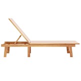 vidaXL Ligbed massief acaciahout en textileen crèmekleurig
