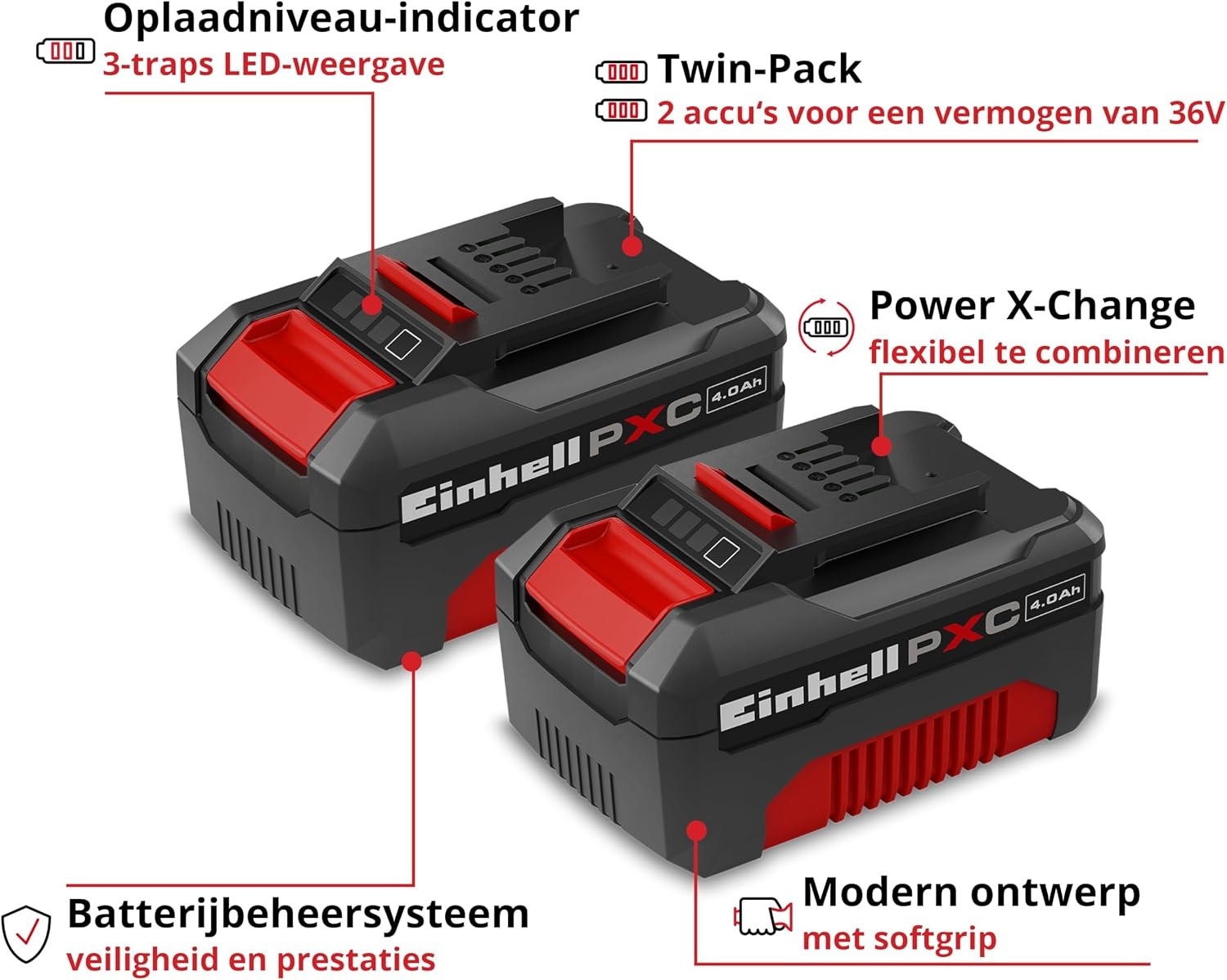 Einhell originele accu-twinpack PXC 18 V 4,0 Ah