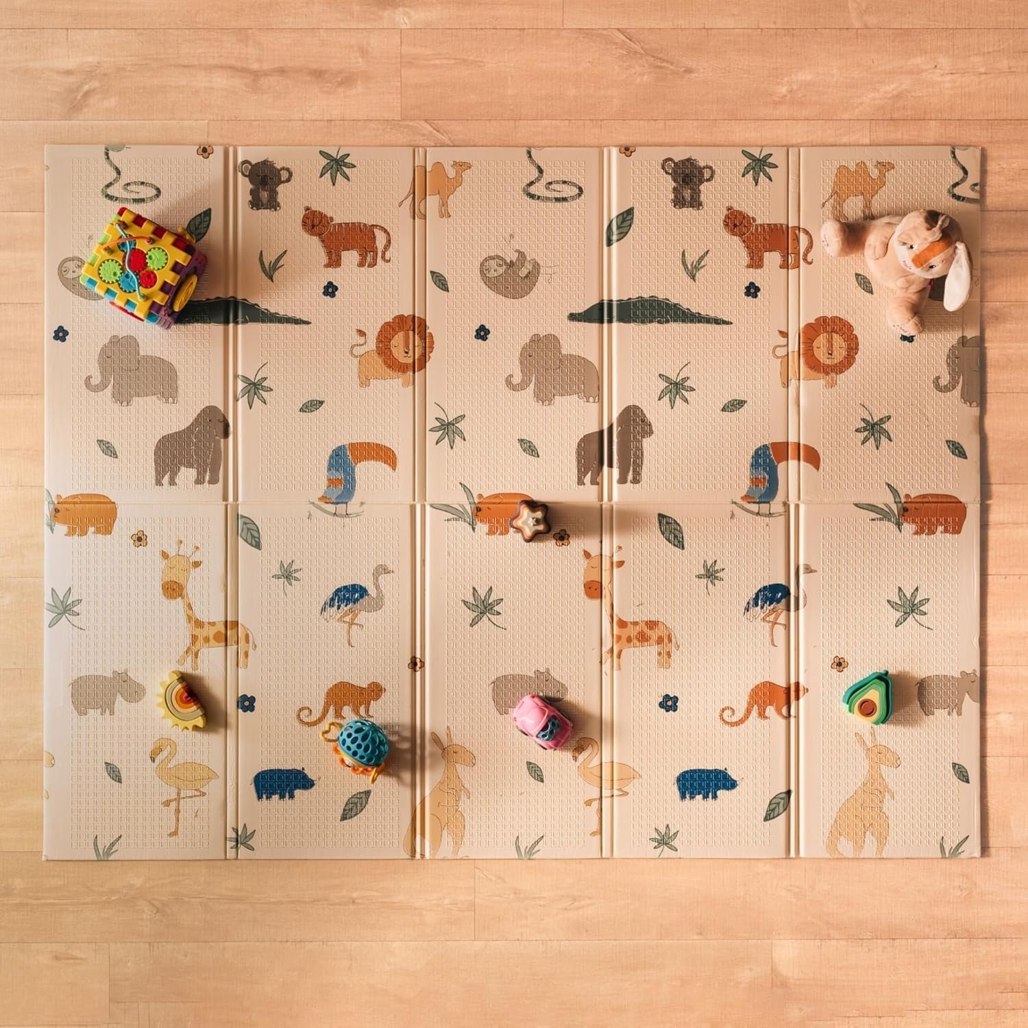 Nuby Omkeerbare babyvloermat, 195,6 x 147,3 cm, opvouwbare en lichte babyspeelmat voor op de vloer, gemakkelijk op te bergen en te reizen, sterren en lucht