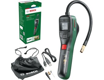 Bosch elektrische fietspomp/luchtpomp/minicompressor EasyPump (3,0 Ah accu, 3,6 volt, automatische stopfunctie, 150 psi, 10,3 bar, led, oplaadbaar via USB-C-kabel, in kartonnen doos)