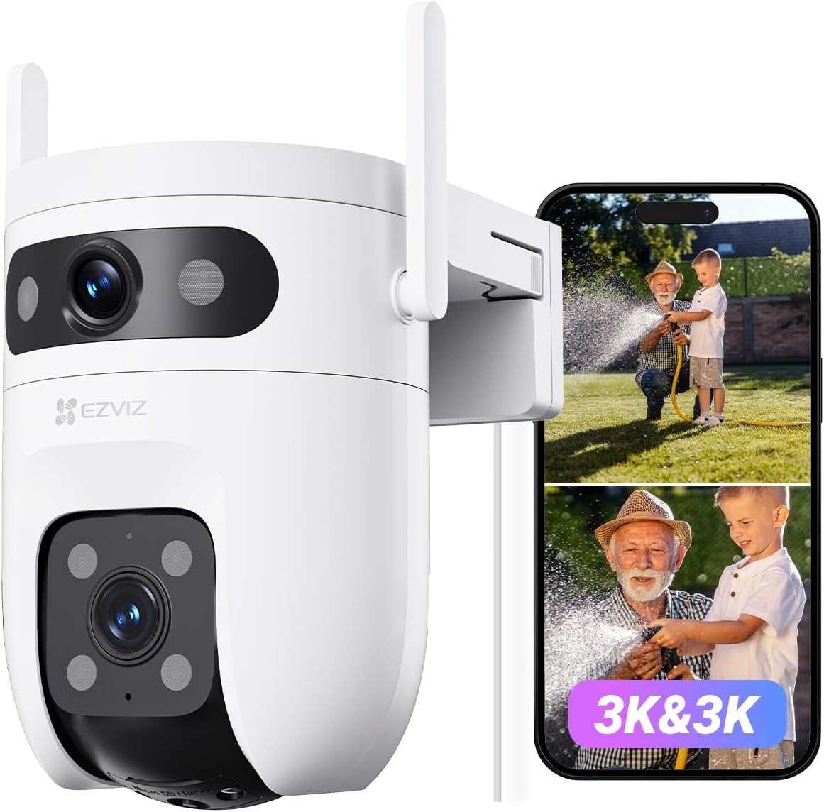 EZVIZ C9c 3K+3K Dual Lens Beveiligingscamera Buiten, Automatische Tracking, Persoons-/Voertuigdetectie, 40M Kleuren Nachtzicht, Tweeweg Audio, Dual-Band Wi-Fi 6, Outdoor Camera Actieve Verdediging