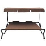 VidaXL Loungeset met Luifel & Kussens (Bruin) - 60% Korting