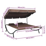 vidaXL Loungebed met luifel en kussens bruin