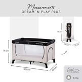 Hauck Dream N Play Plus Reisbed, 120 x 60 cm (opgevouwen: 76 x 24 x 23 cm), voor baby's en kinderen vanaf de geboorte tot 15 kg, licht, compact opvouwbaar, antislip, beige/grey