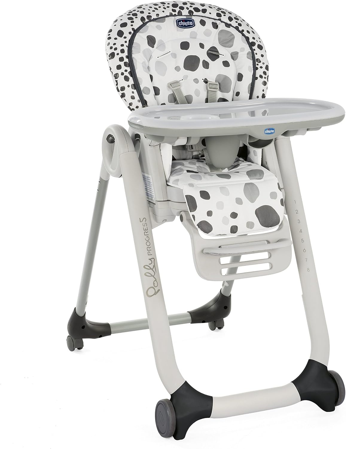 Chicco - Kinderstoel Polly Progres5 - Eetstoel en Stoelverhoger - Kantelbare Rugleuning - 8 Hoogtes - Vanaf Geboorte tot 3 Jaar - Anthracite