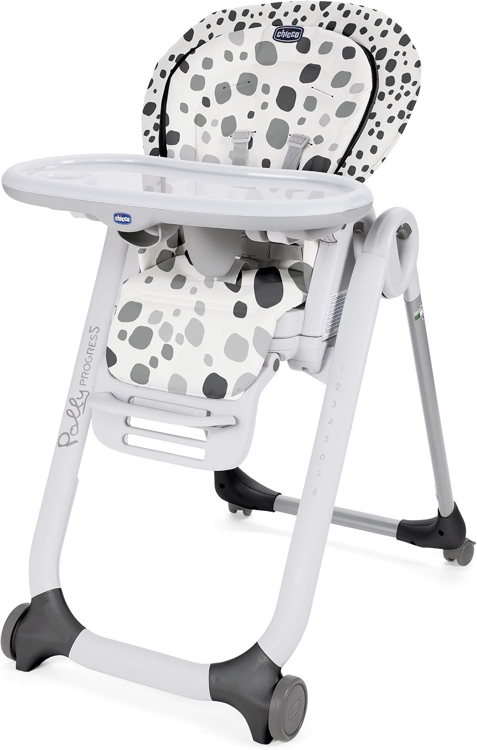 Chicco - Kinderstoel Polly Progres5 - Eetstoel en Stoelverhoger - Kantelbare Rugleuning - 8 Hoogtes - Vanaf Geboorte tot 3 Jaar - Anthracite